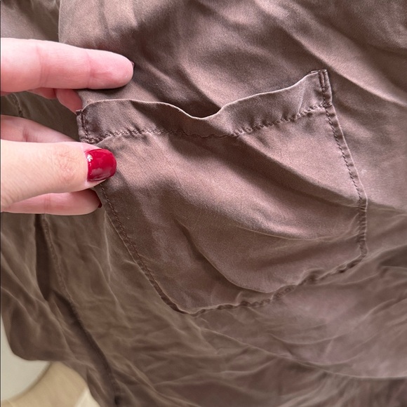 NEW- Unsubscribed 100% Silk Brown Long-Sleeve Jumpsuit - Picture 10 of 12